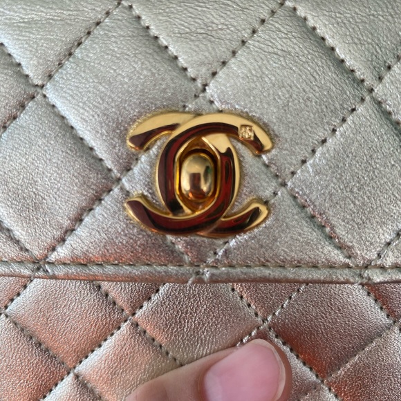 Authentic vintage Metallic Gold color mini micro Chanel - Picture 8 of 14